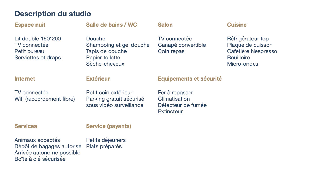 Description du studio L'écrin
